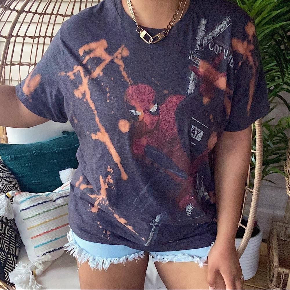 Spiderman Custom Bleach Splatter Graphic Tee